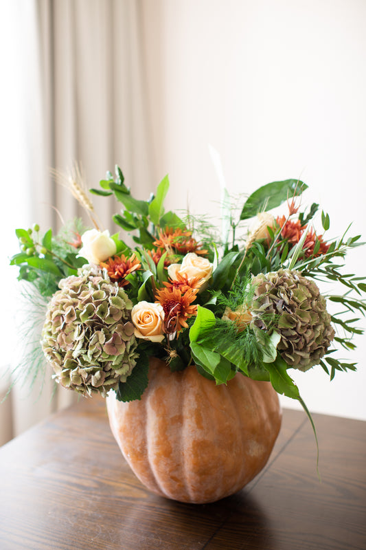Fresh Flower Pumpkin Arrangement