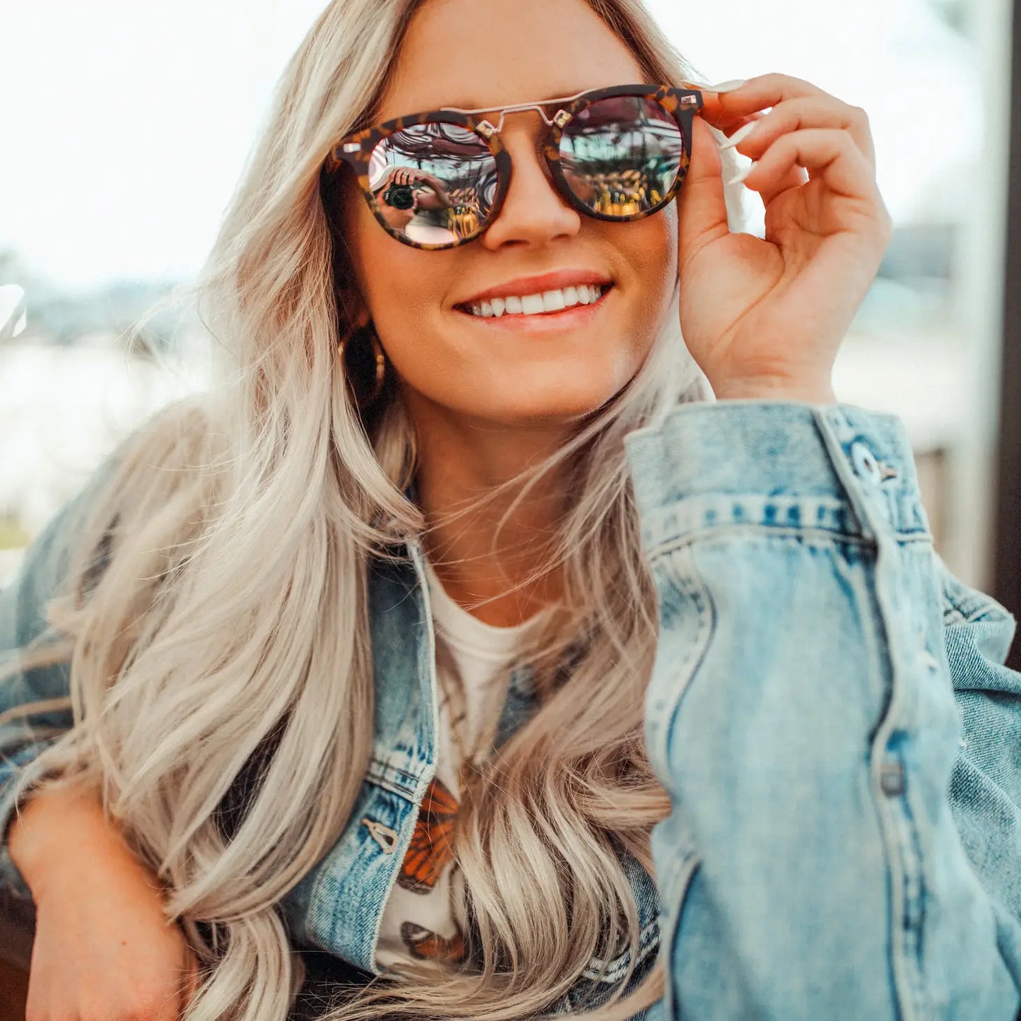 Skyler Round Polarized Modern Double Metal Bridge