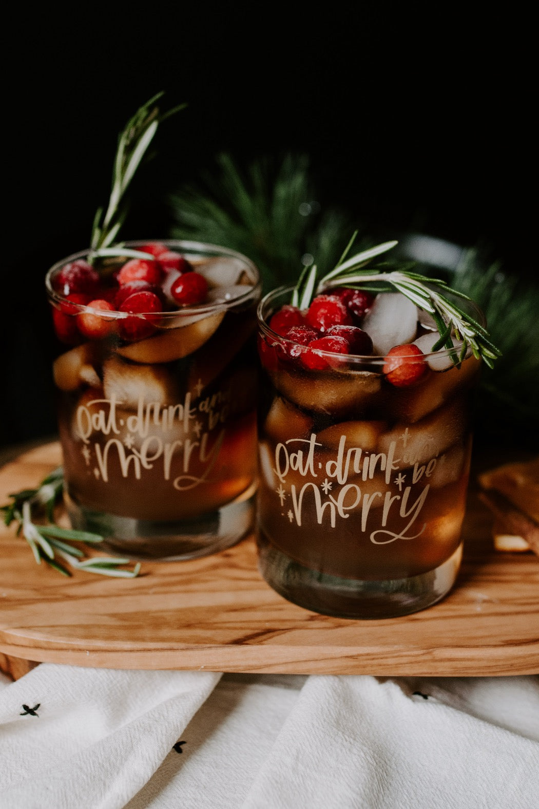 Eat, Drink and be Merry Double Old Fashioned Glasses - Set of 2