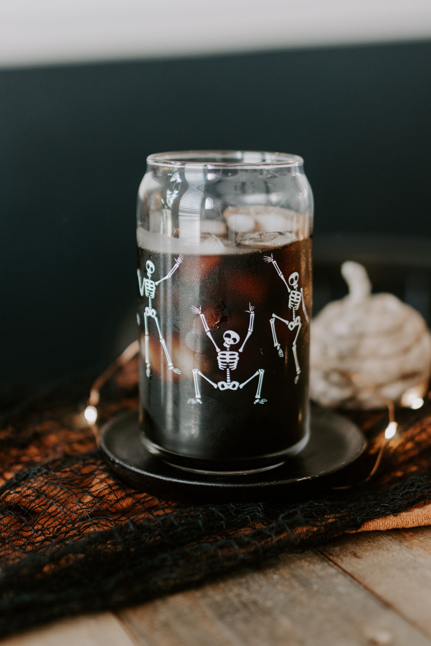 Dancing Skeleton Can Glass