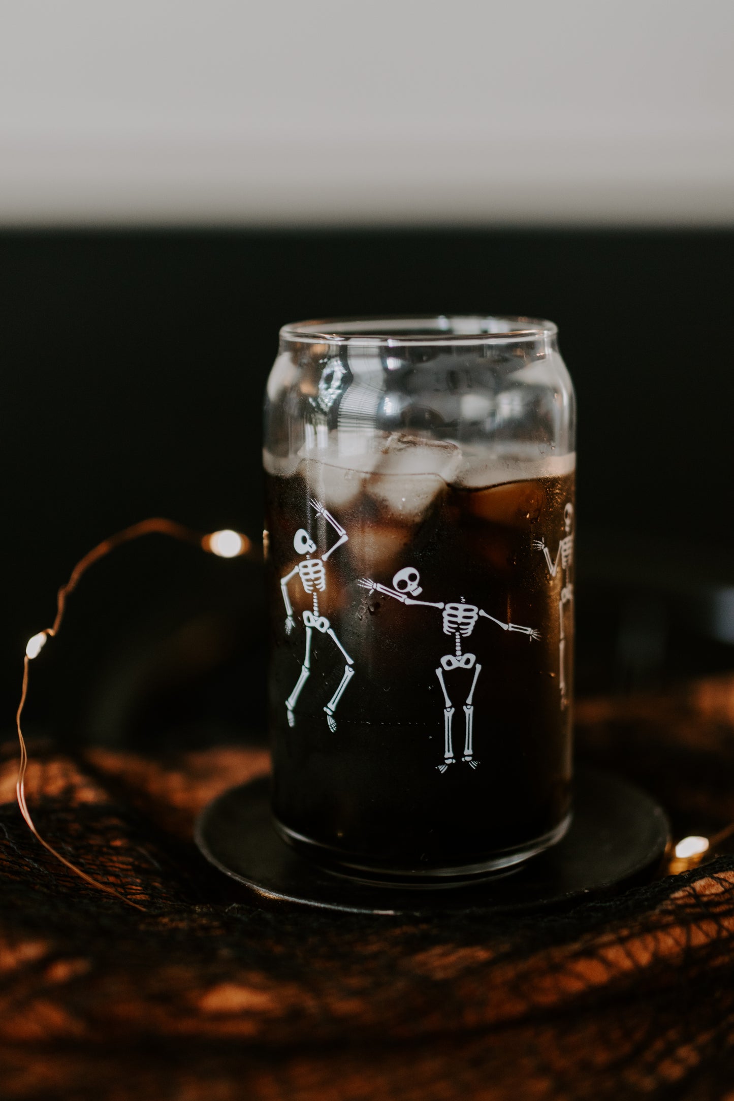 Dancing Skeleton Can Glass