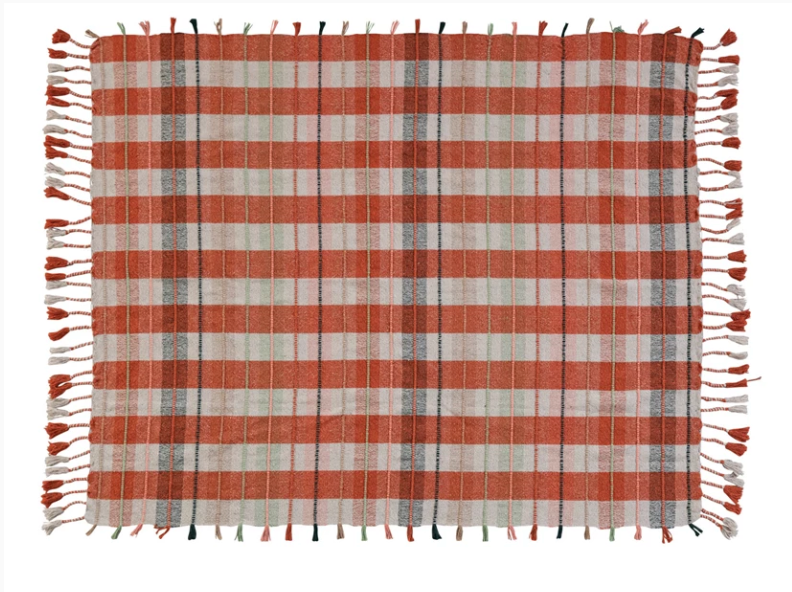 60"L x 50"W Woven Recycled Cotton Blend Throw