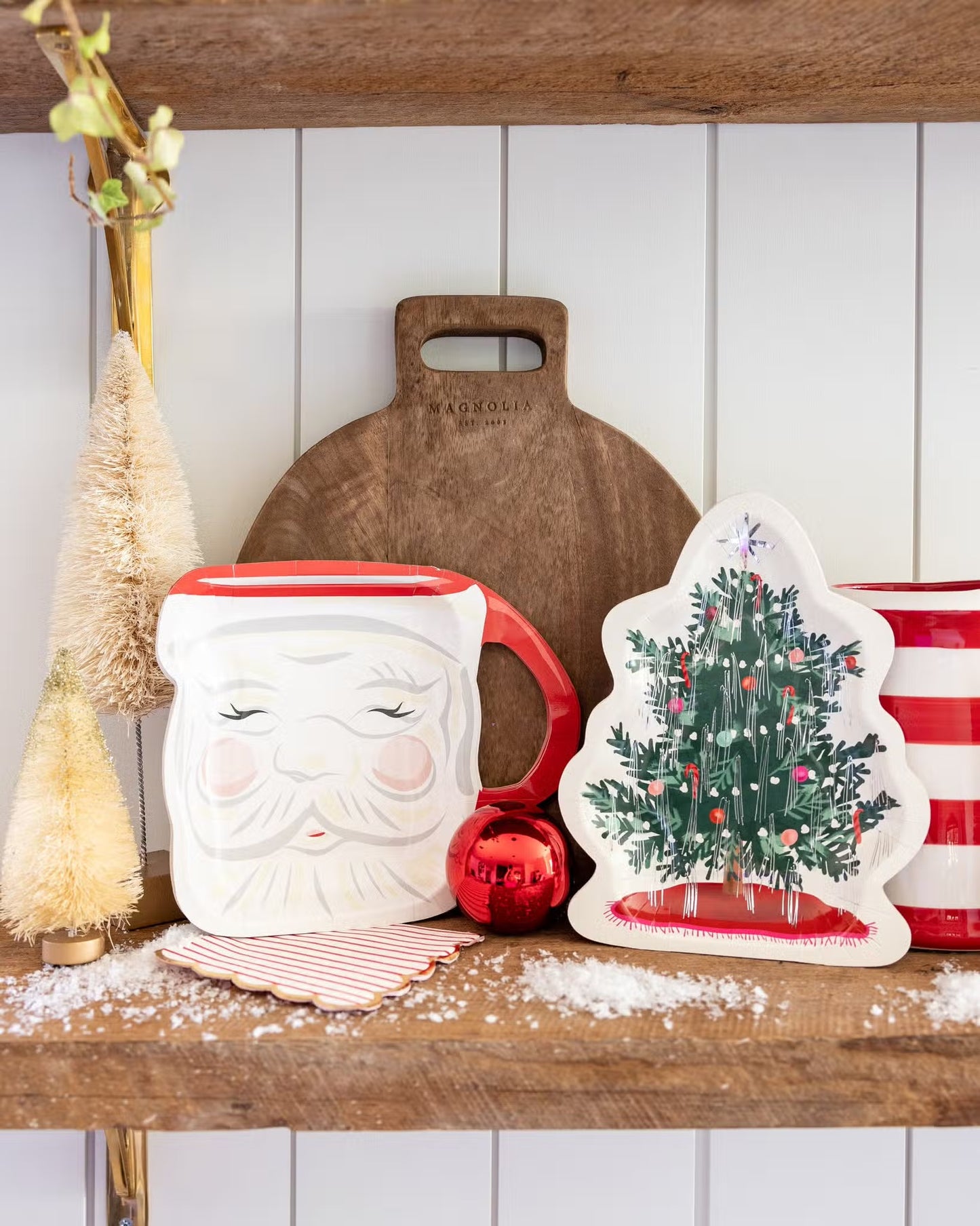 Christmas Baubles Santa Face Mug Shaped Paper Plates