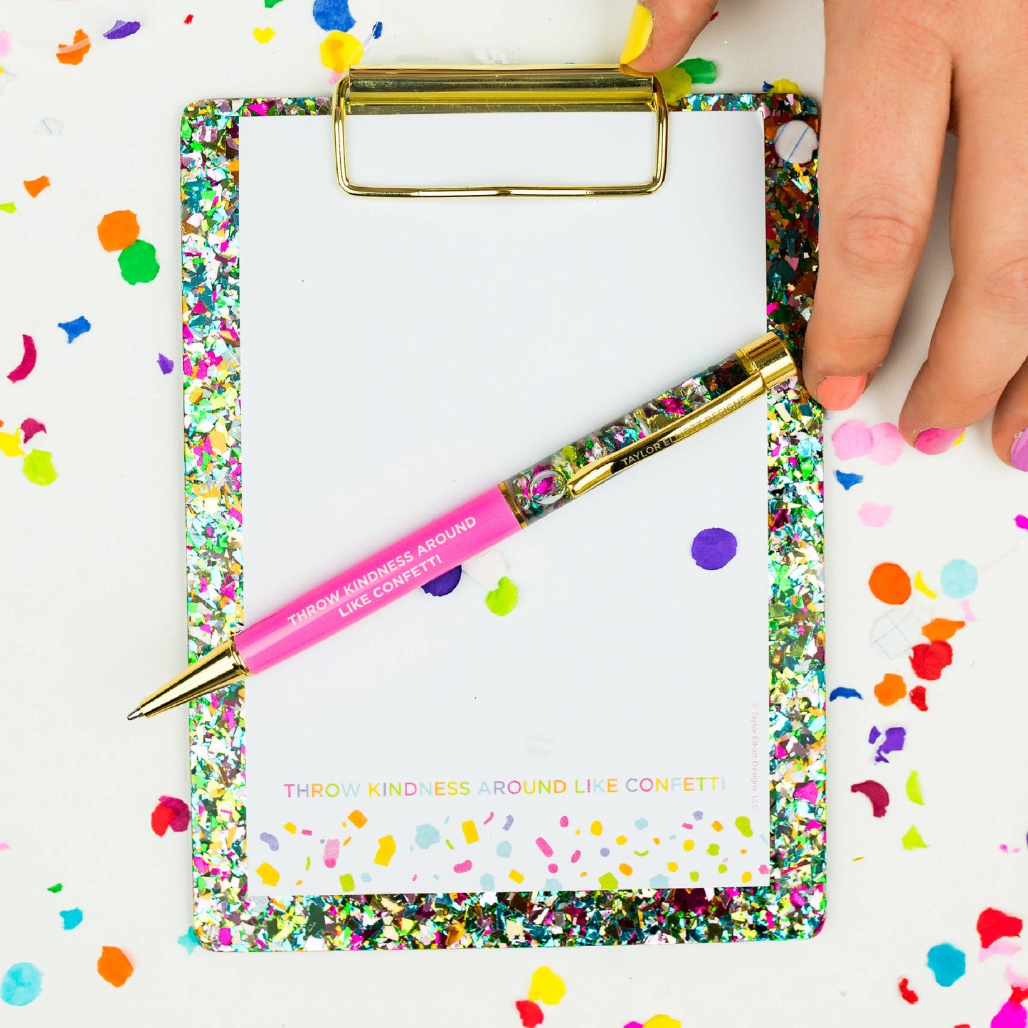 Small Acrylic Confetti Clipboard w/ Notepad Set
