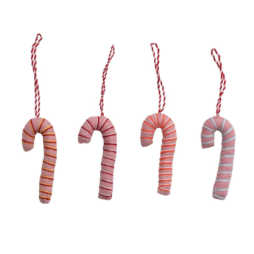 Wool Felt Candy Cane Ornament
