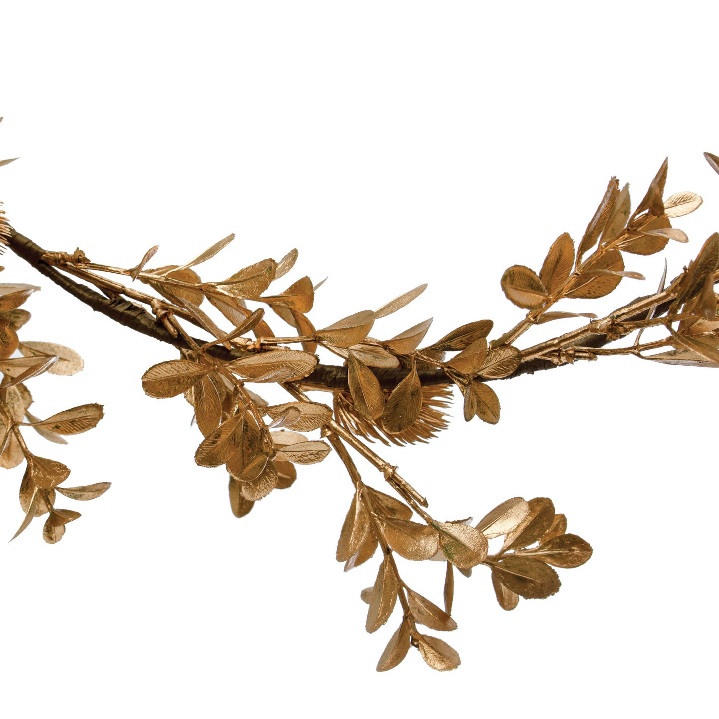 Faux Boxwood Leaf Garland, Gold Finish