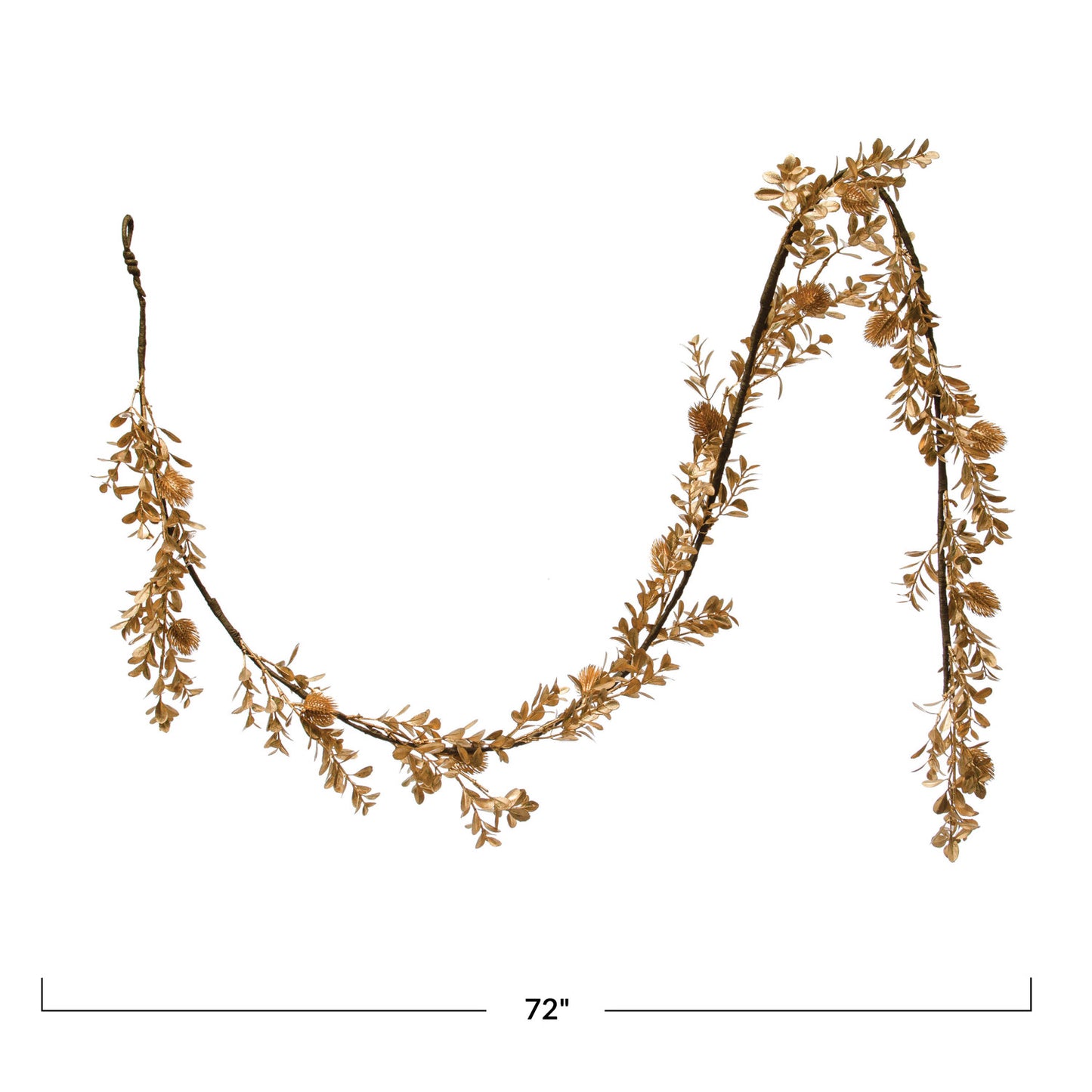 Faux Boxwood Leaf Garland, Gold Finish