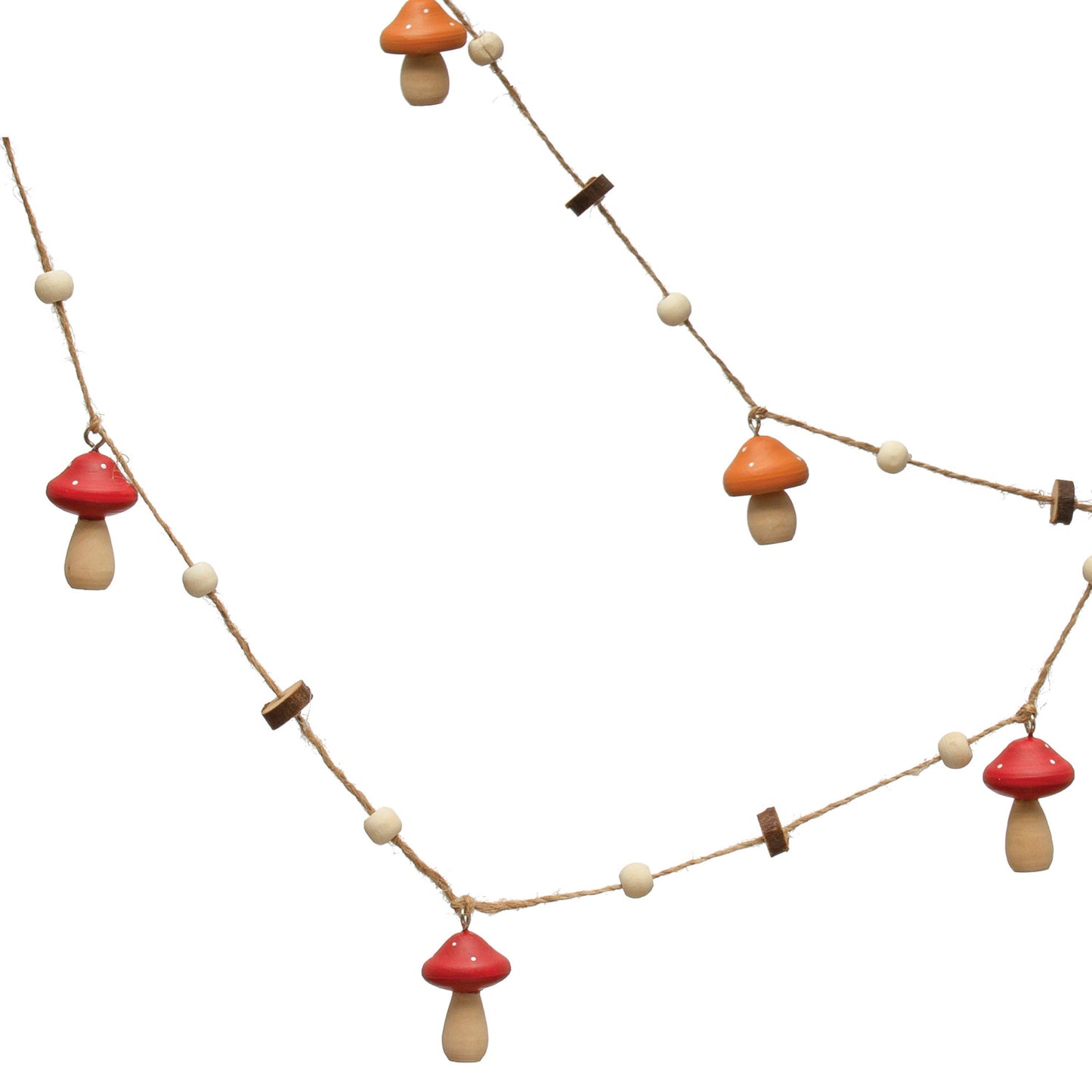 Pine Wood Mushroom Garland, 2 Colors
