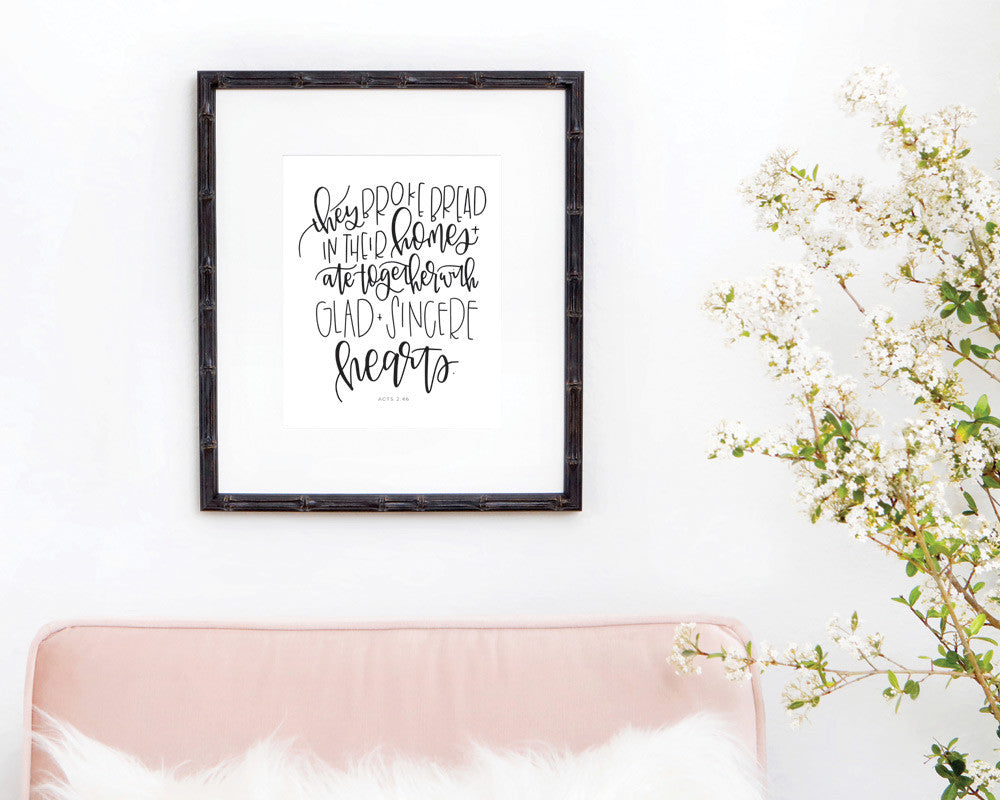 Acts 2:46 Print - Black - INSTANT DOWNLOAD - Chalkfulloflove