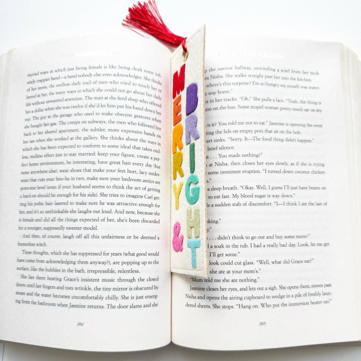 Merry & Bright Rainbow Felt Bookmark