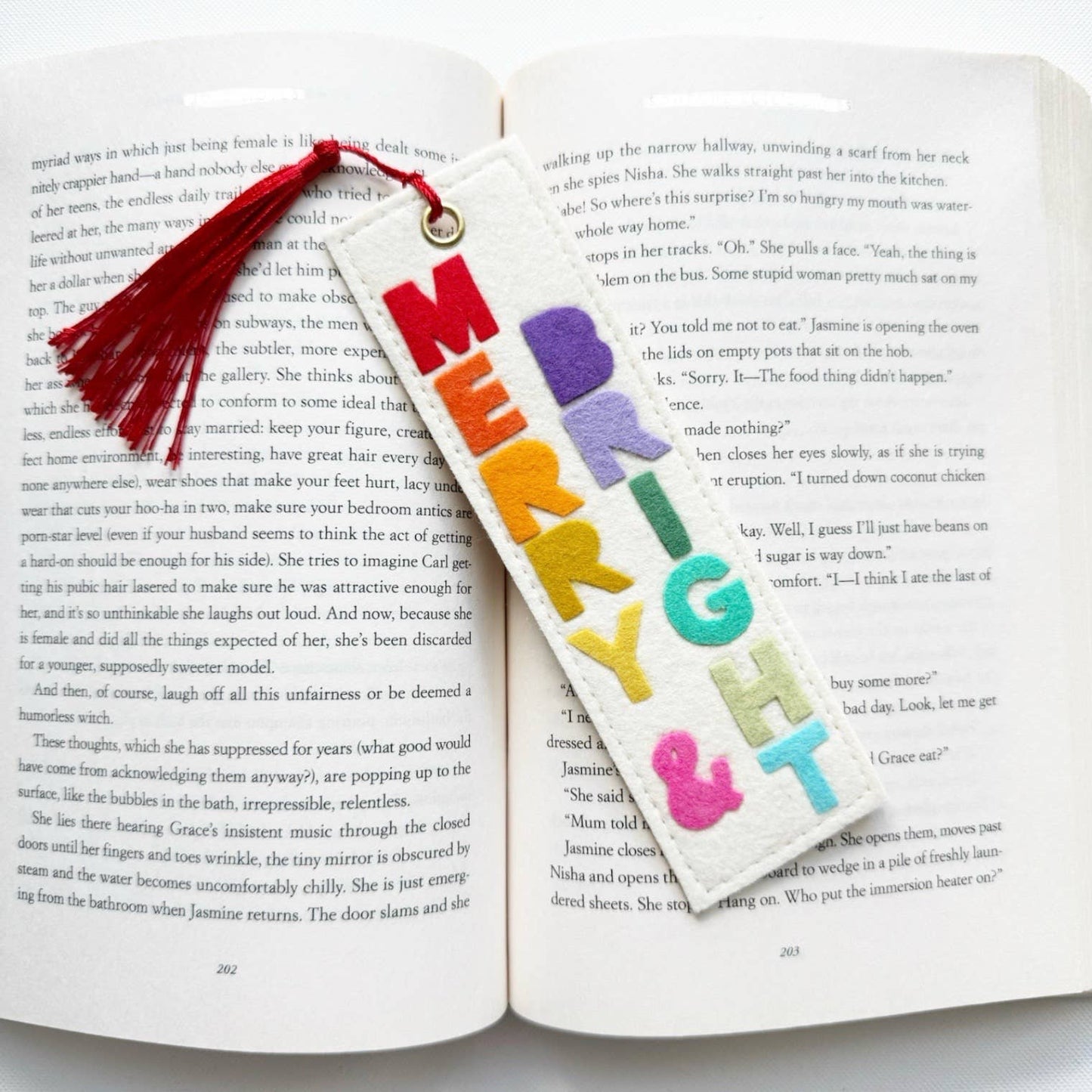 Merry & Bright Rainbow Felt Bookmark