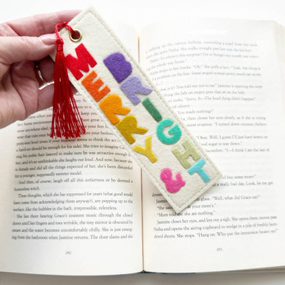 Merry & Bright Rainbow Felt Bookmark
