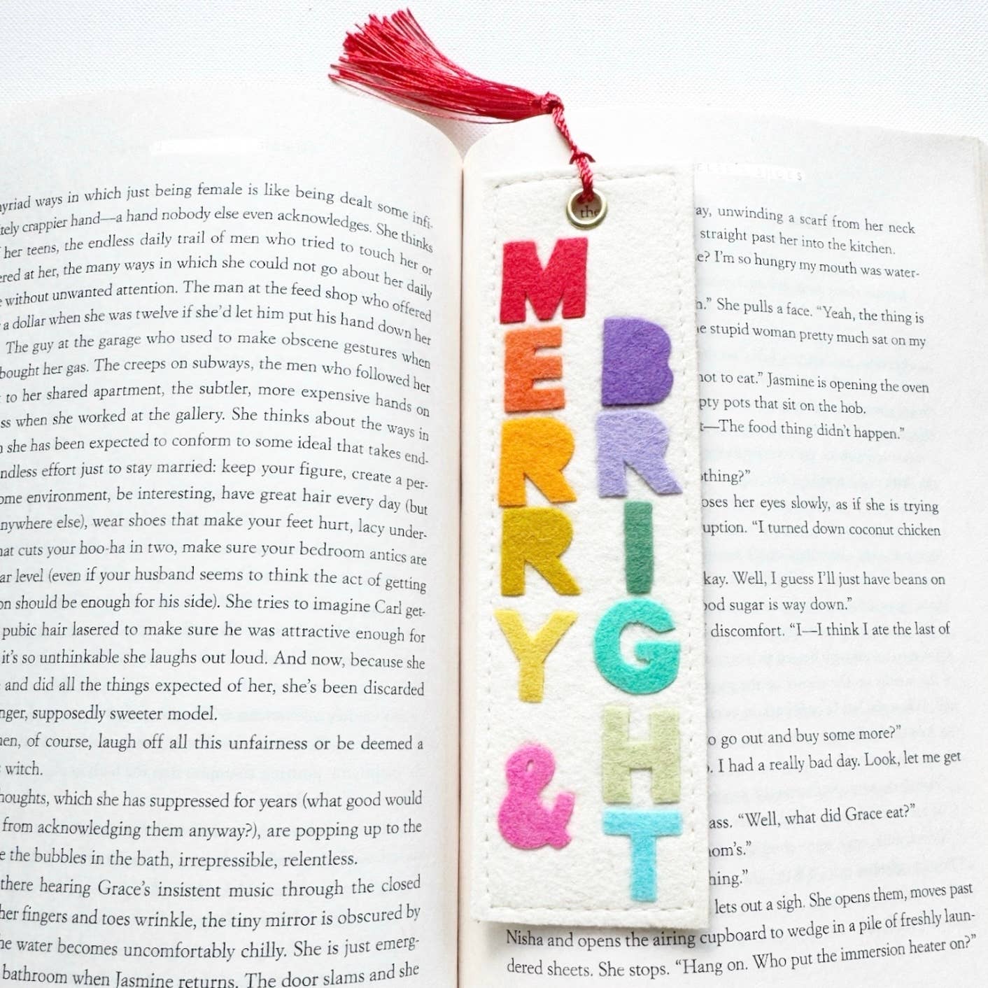 Merry & Bright Rainbow Felt Bookmark