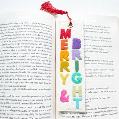 Merry & Bright Rainbow Felt Bookmark