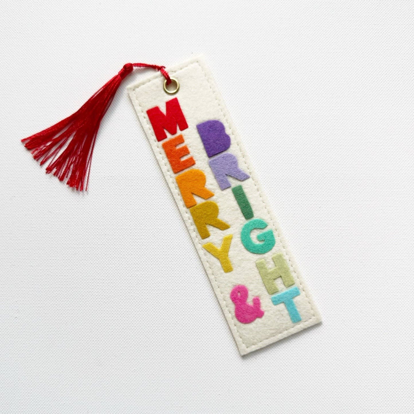 Merry & Bright Rainbow Felt Bookmark