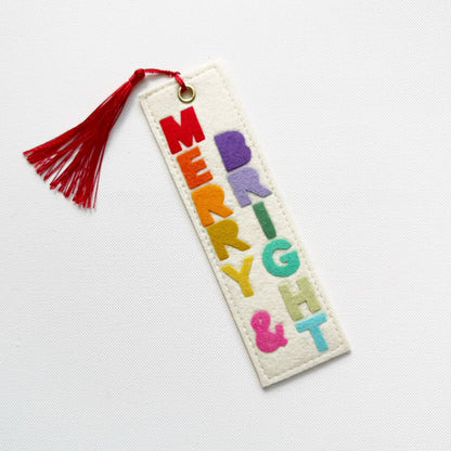 Merry & Bright Rainbow Felt Bookmark