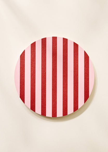 Pink and Red Striped Coasters - Set of 4