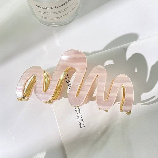 Pink and gold wavy hair clip 