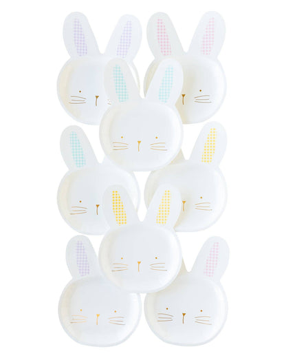 Gingham Bunny Shaped Plate Set