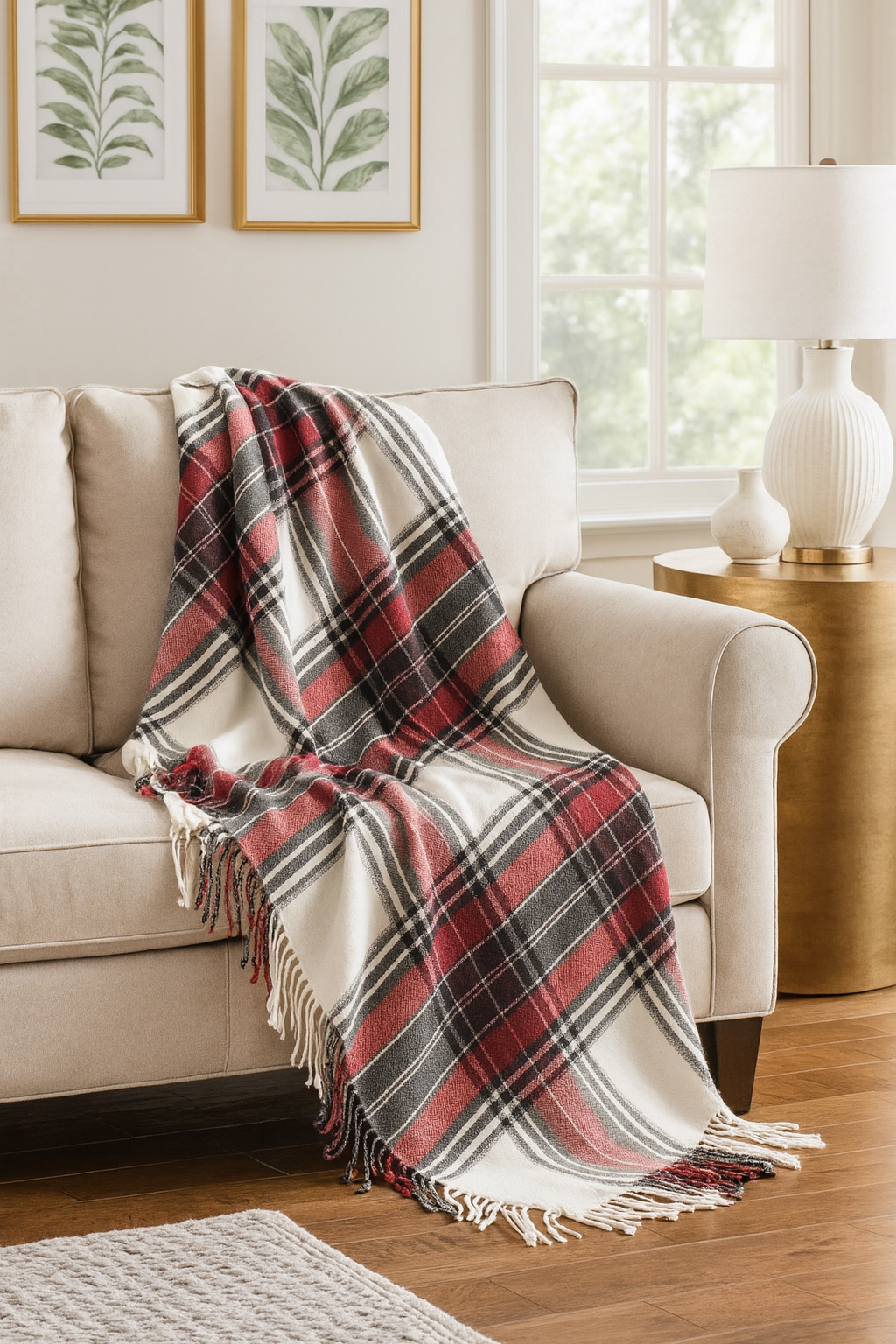 Classic Holiday Plaid Throw Blanket