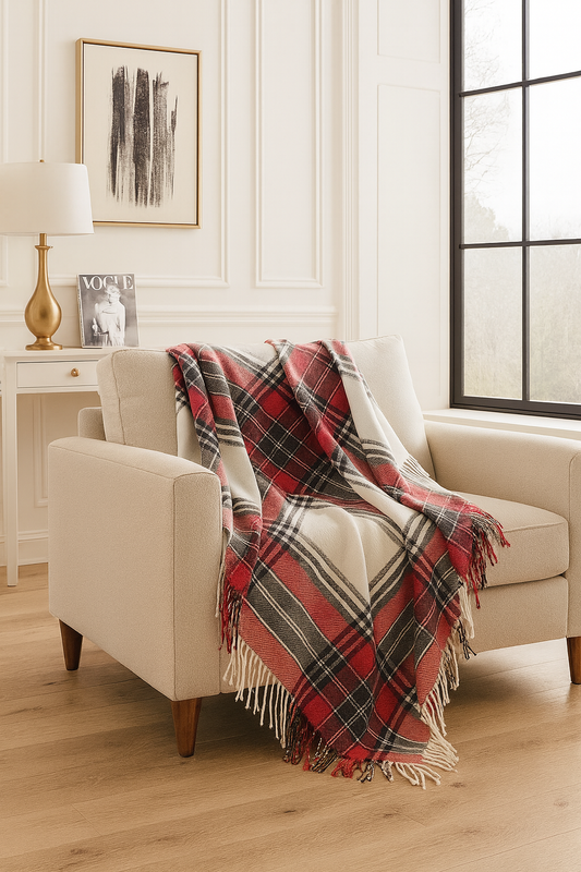 Classic Holiday Plaid Throw Blanket