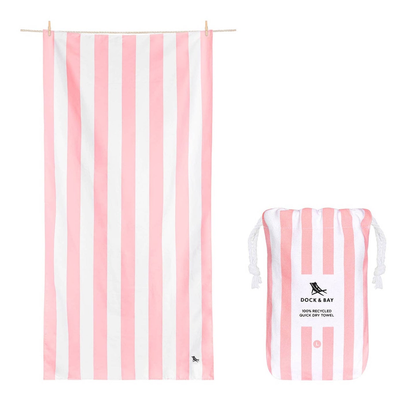 Striped Quick Dry Towels - Malibu Pink