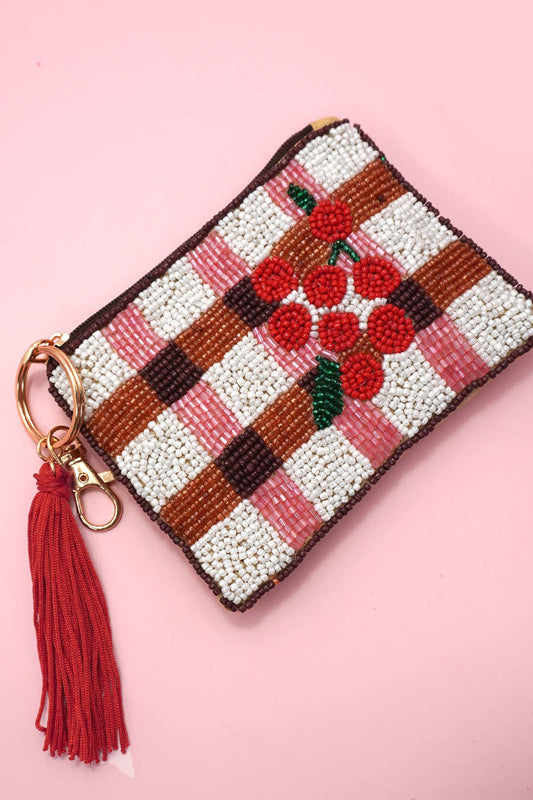 Cherry Checker Coin Purse