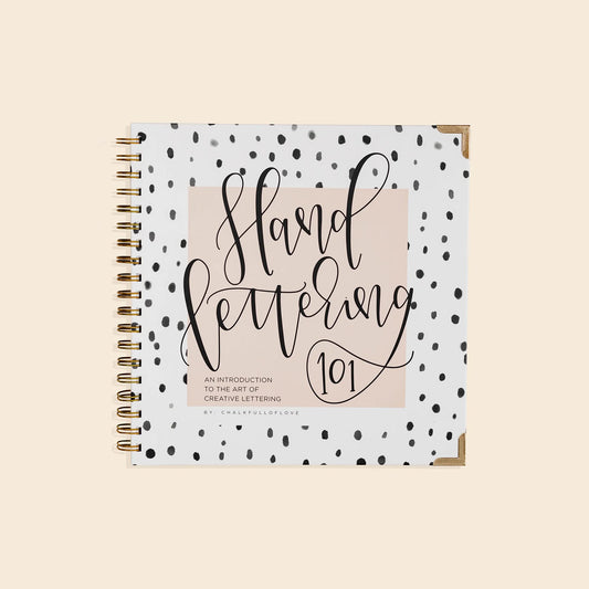 Hand Lettering book to teach techniques to beginners with workbook practice sheets in spiral format