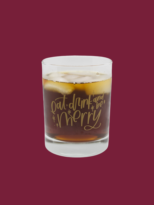 Eat, Drink and be Merry Double Old Fashioned Glasses - Set of 2