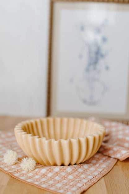 Fluted Cream Resin Bowl