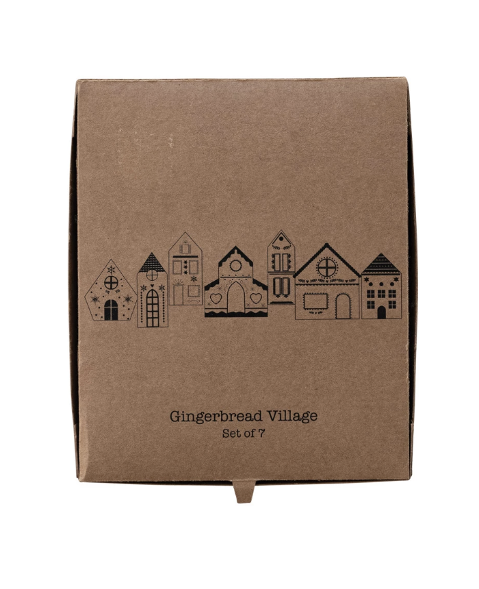 Cardboard Gingerbread House Village, Boxed Set of 7