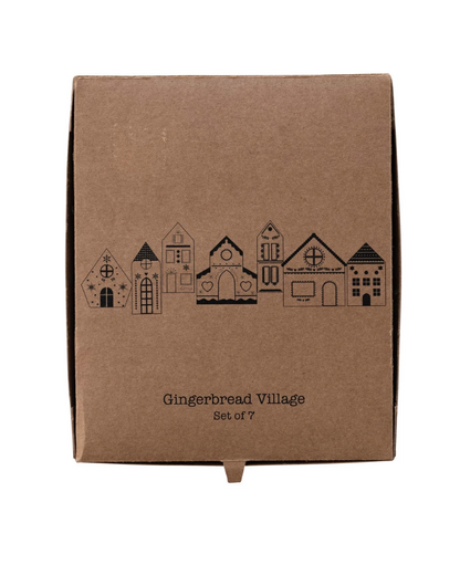 Cardboard Gingerbread House Village, Boxed Set of 7