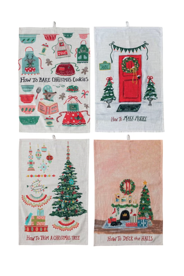 Holiday Printed Tea Towel, 4 Styles