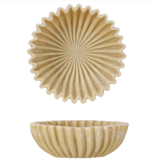 Fluted Cream Resin Bowl