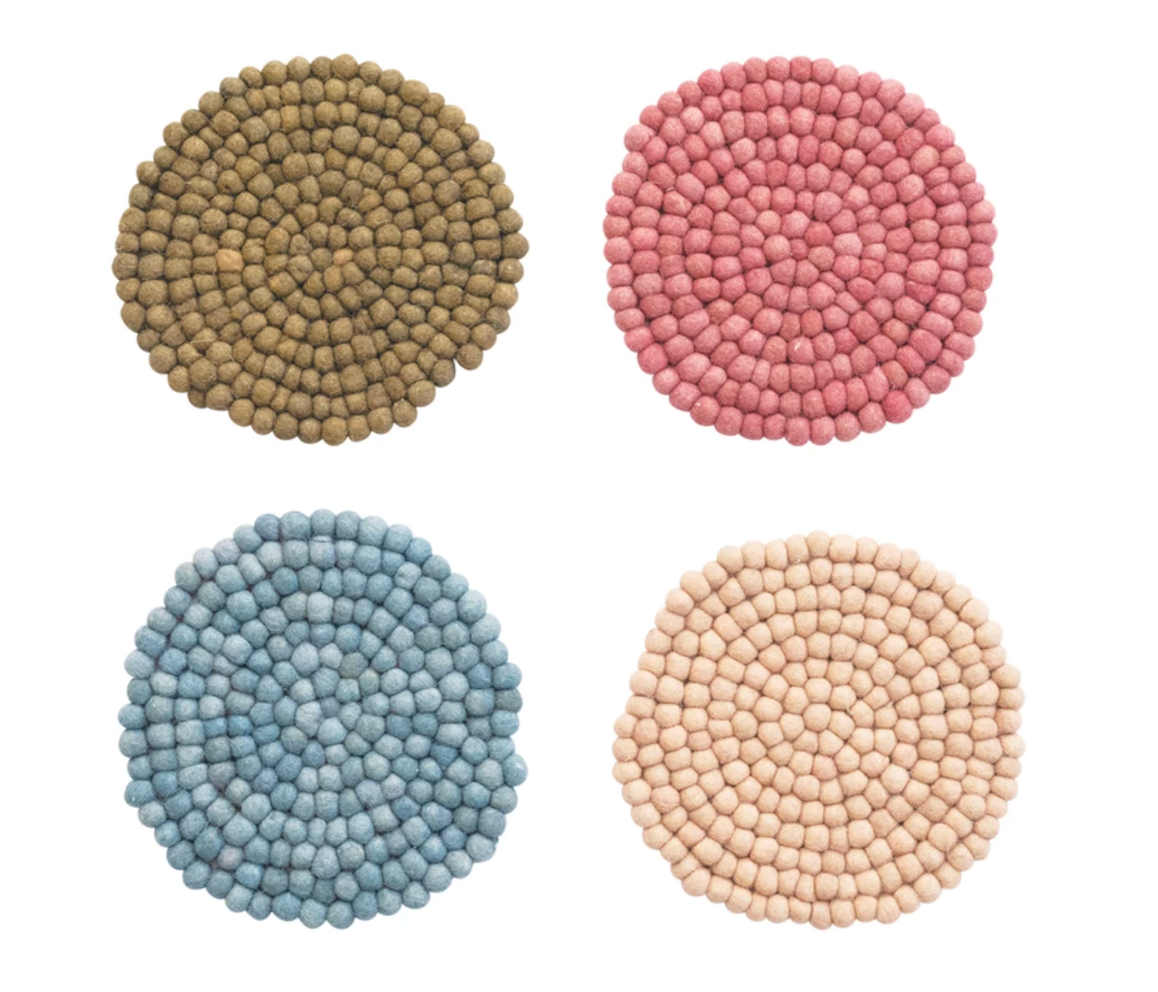 Wool Felt Ball Trivet, 4 Colors