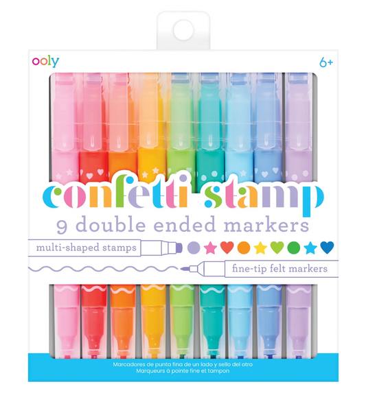 Confetti Stamp: Double-Ended Markers - Set of 9