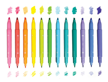 Pastel Hues: Dual Tip Markers - Set of 12