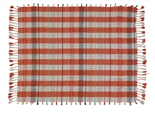 60"L x 50"W Woven Recycled Cotton Blend Throw