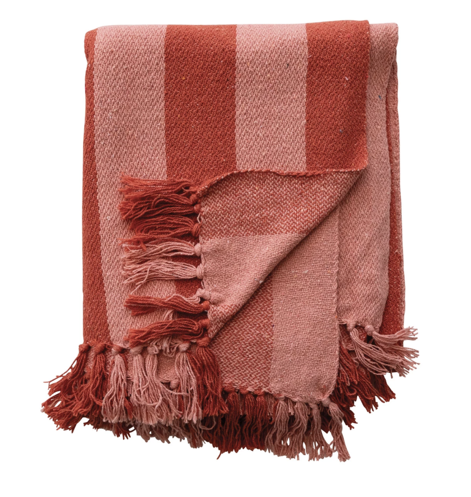 Red and Pink Striped Blanket