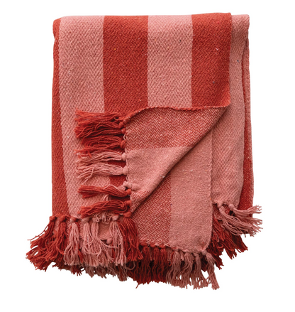 Red and Pink Striped Blanket
