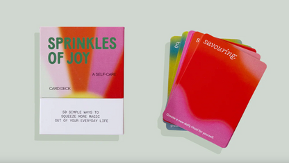 Card deck titled 'Sprinkles of Joy' on a light gray background