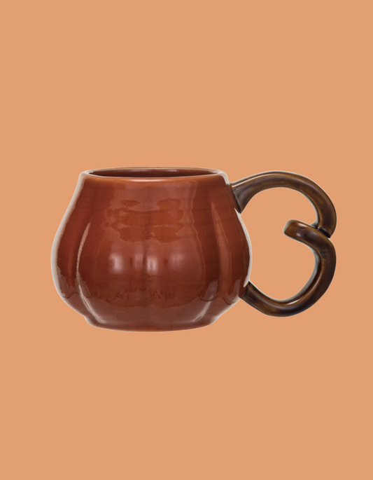 Pumpkin Shaped Mug w/ Stem Handle