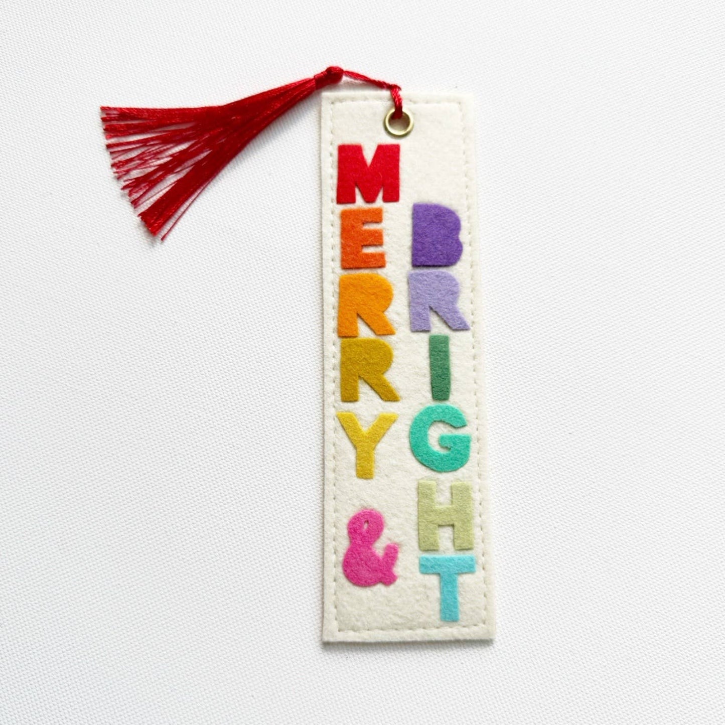 Merry & Bright Rainbow Felt Bookmark