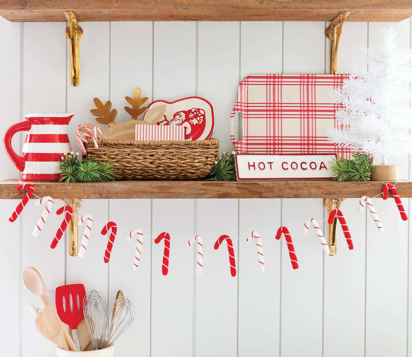 Candy Cane Puffy Felt Garland