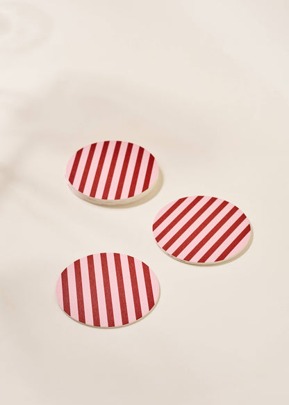 Pink and Red Striped Coasters - Set of 4