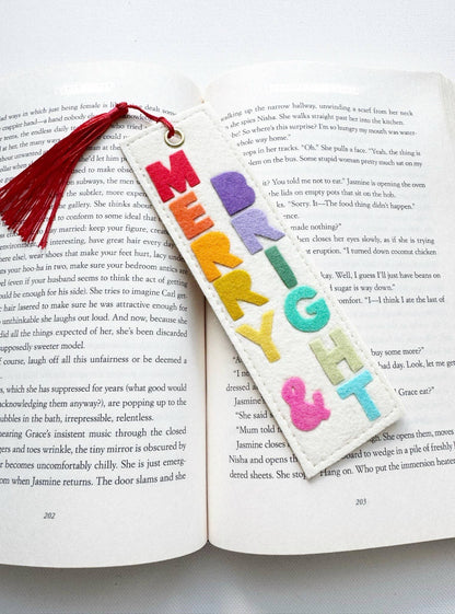 Merry & Bright Rainbow Felt Bookmark