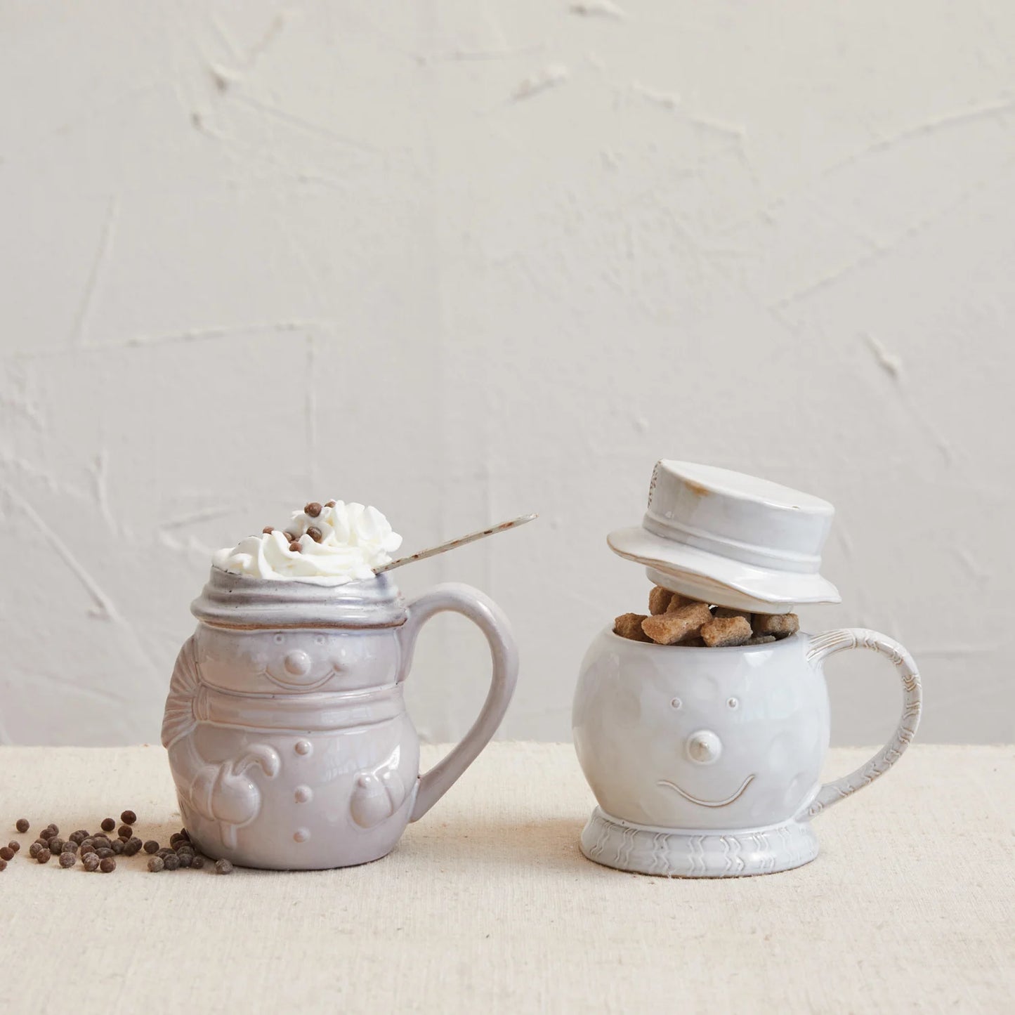 Snowman Shaped Mug, Stoneware Reactive Glaze