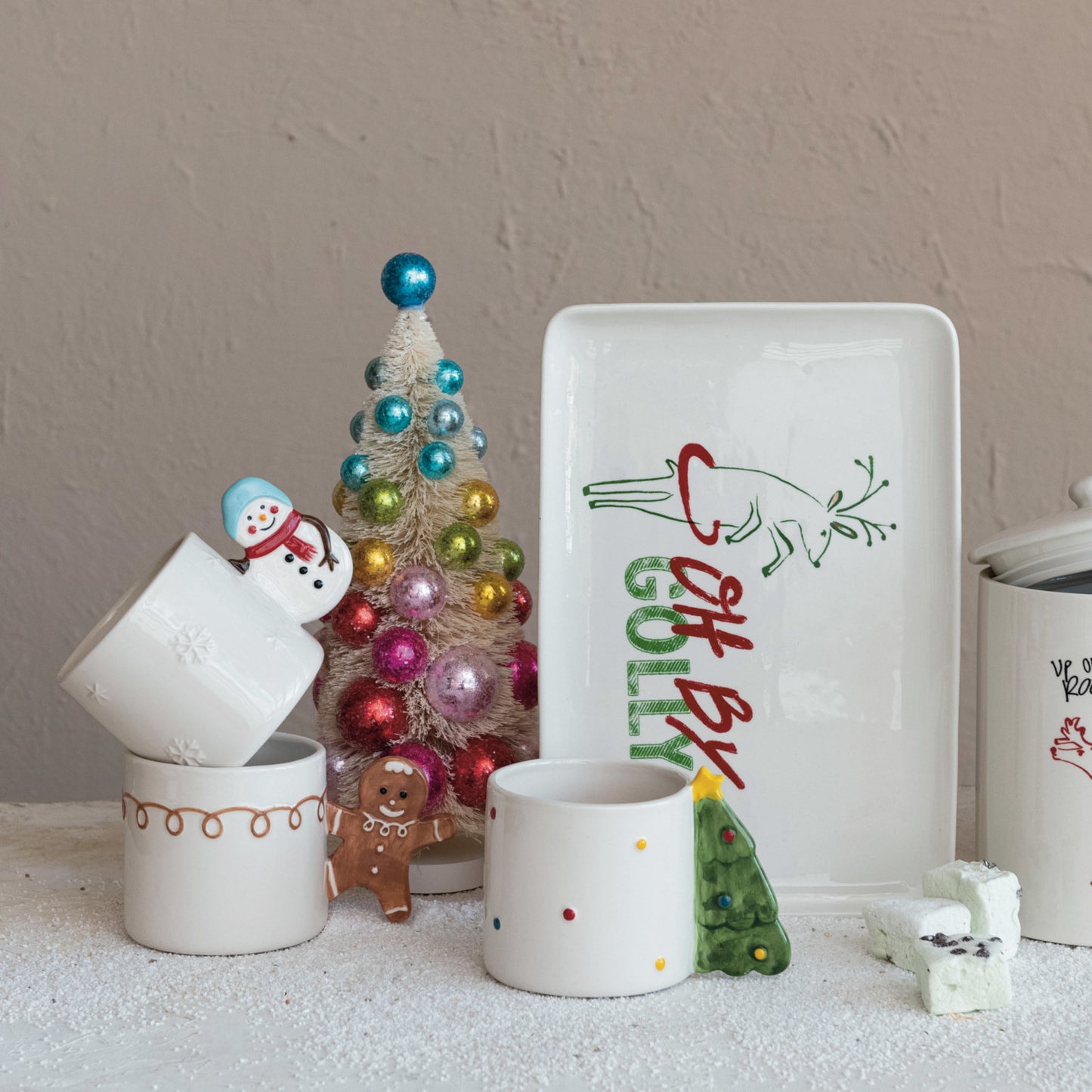 Stoneware Mug with Holiday Icon Handle, 3 Styles