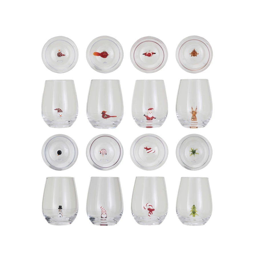 Holiday Figure Wine Glass, 8 Styles