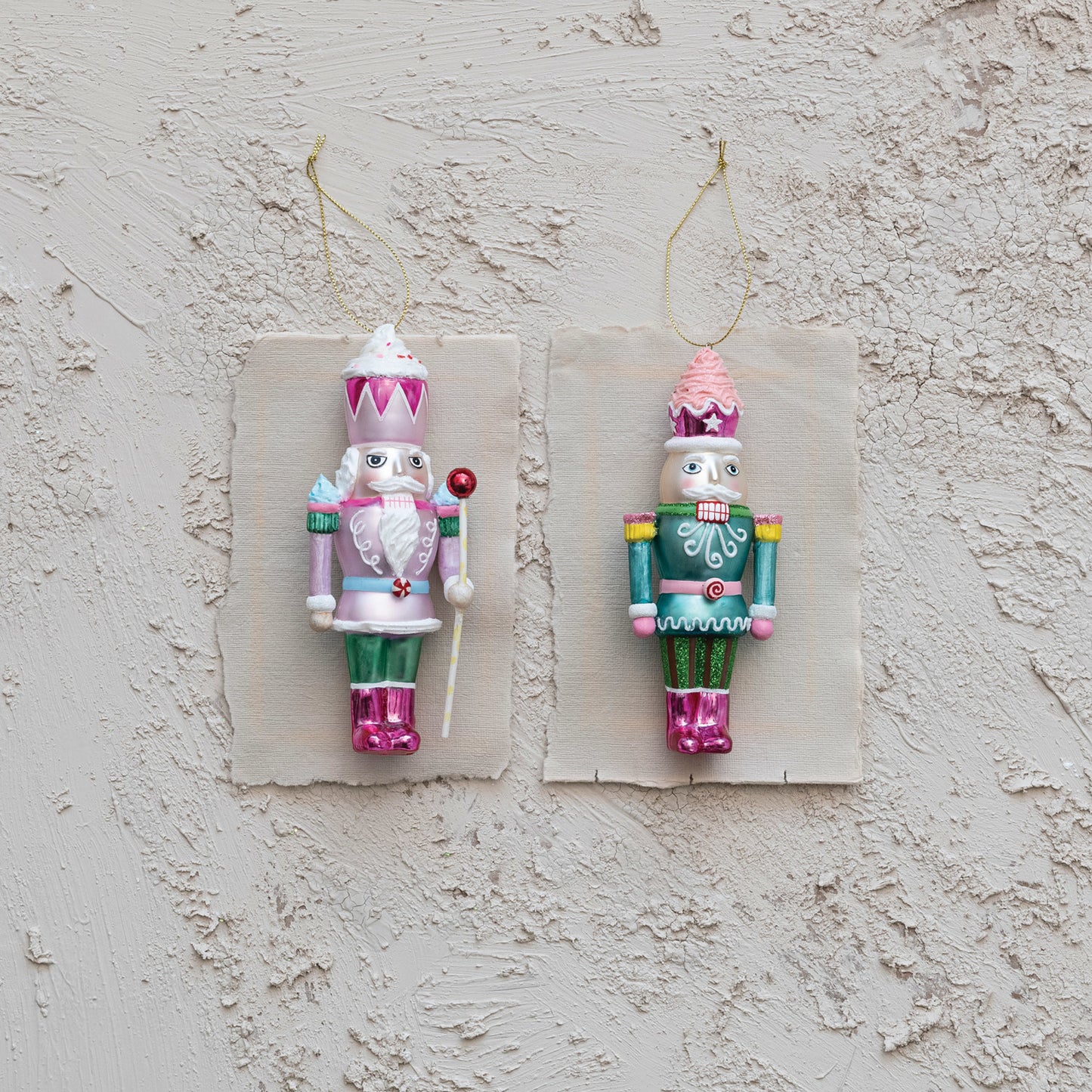 Glass Nutcracker Ornament w/ Glitter, 2 Styles